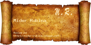 Mider Rubina névjegykártya